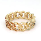Rainbow Sapphire Cuban Ring - 14K Gold