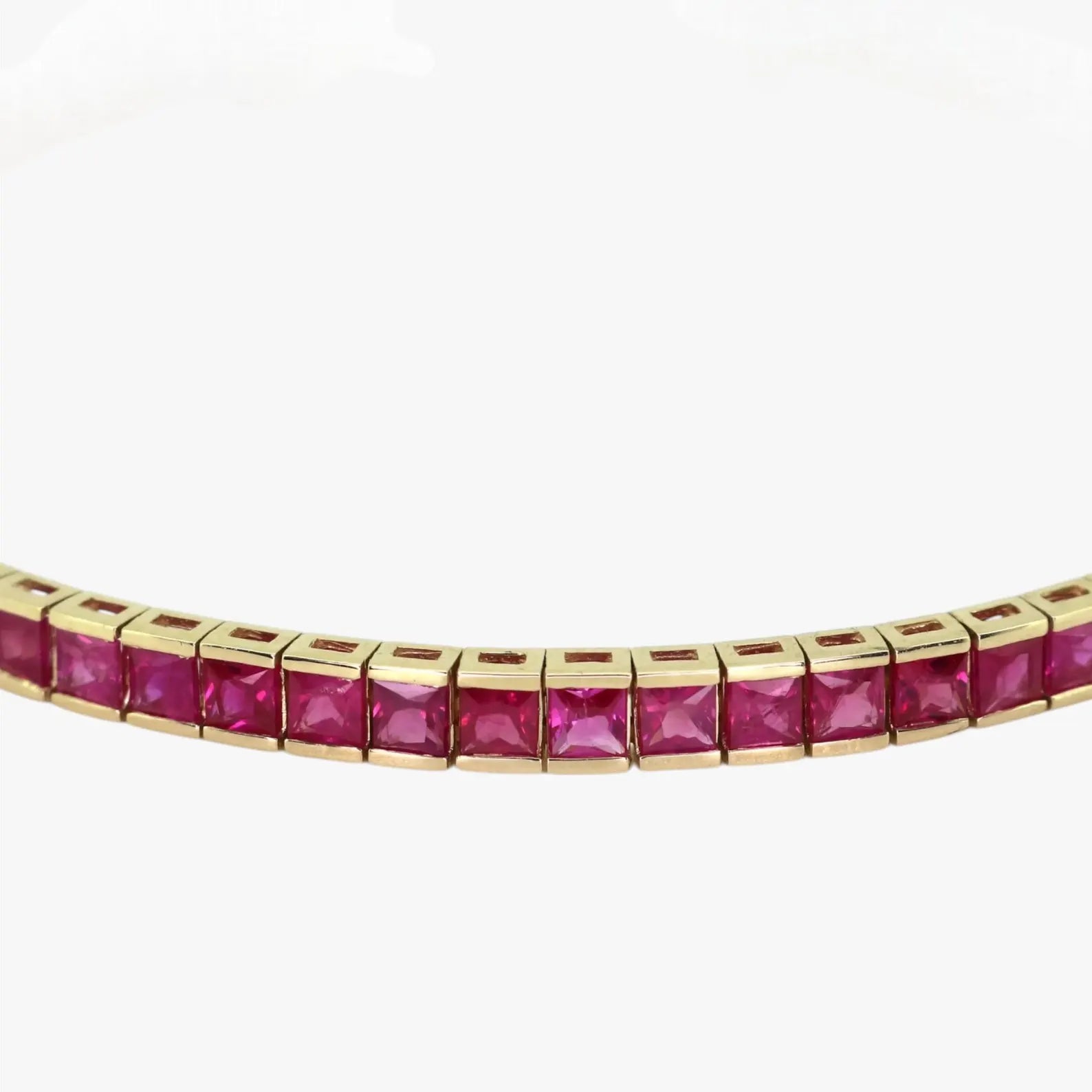 Natural Ruby Pinkish Red - set in 14k gold bracelet