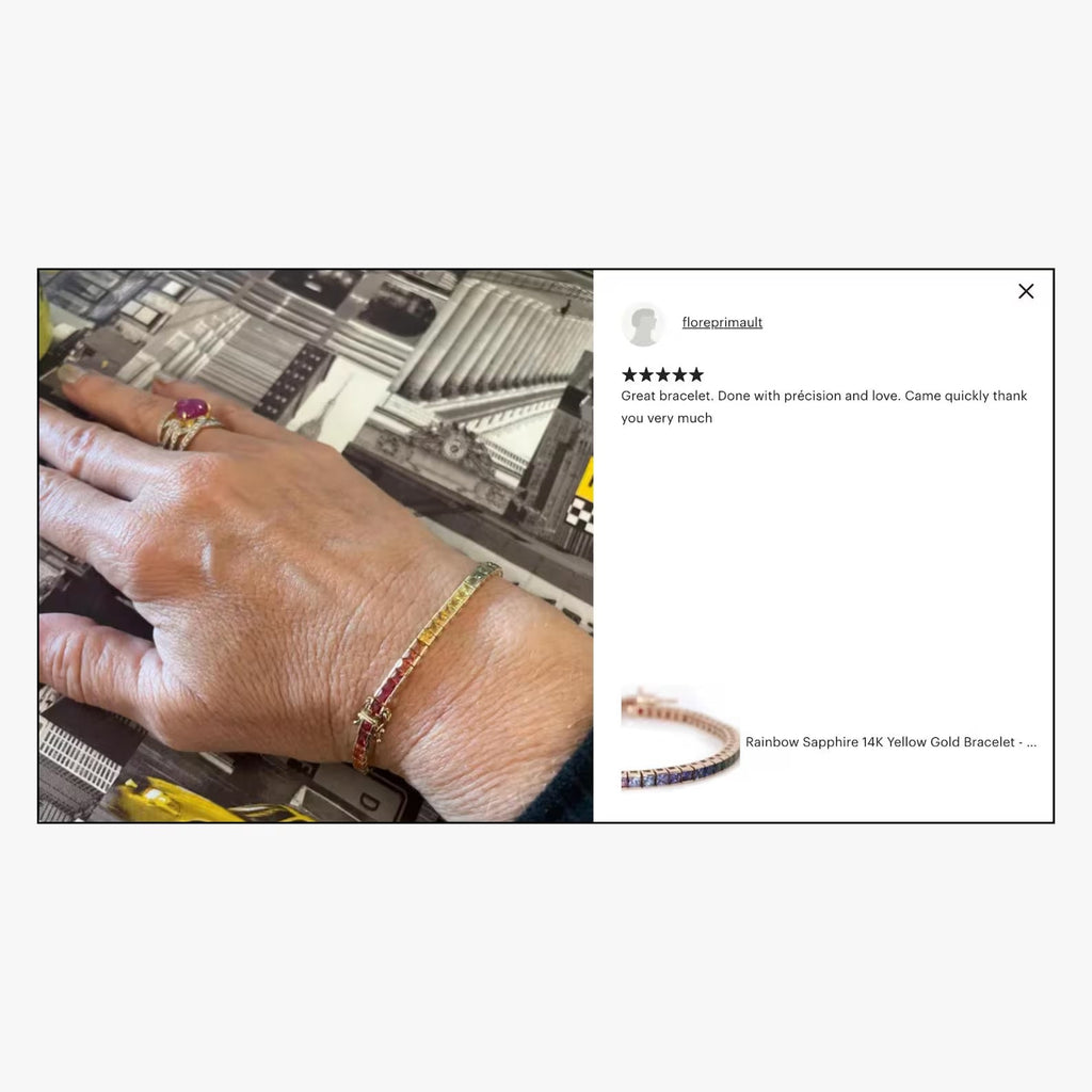 14K Gold Rainbow Sapphire Bracelet - Princess Cut