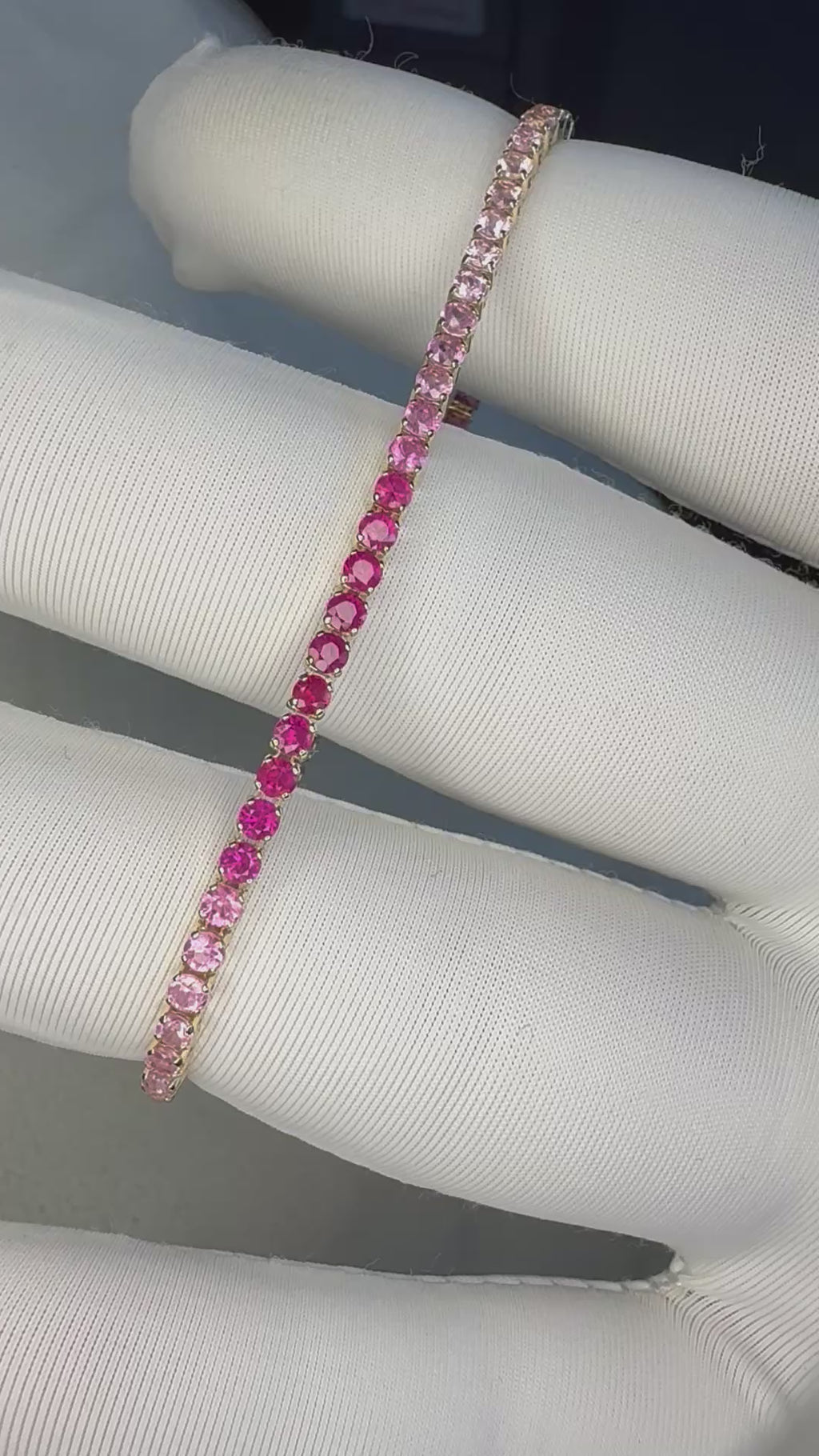 Best Seller! Pink Gradient Sapphires set in 14k Gold Tennis Bracelet