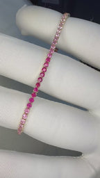 Best Seller! Pink Gradient Sapphires set in 14k Gold Tennis Bracelet