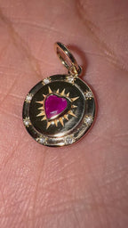 14k gold natural ruby star burst charm