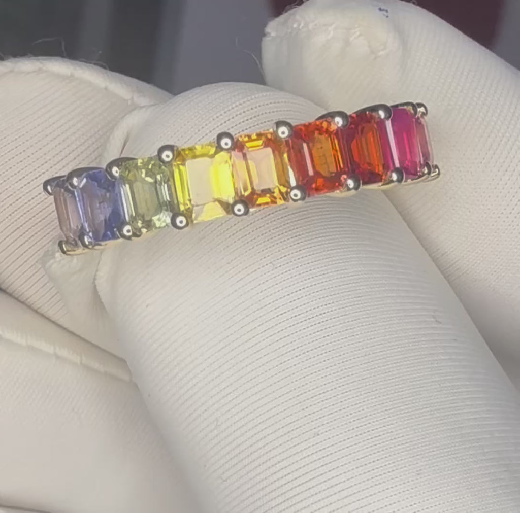 4mm Natural Rainbow Sapphire Ring - 14K