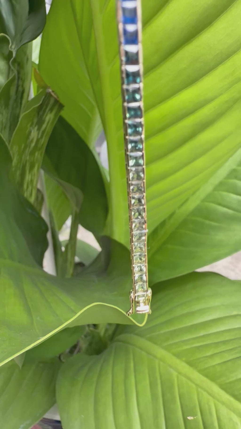 Rainbow Sapphire Princess Cut Bracelet - 14K Gold