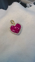 Ruby - Invisible Set Heart 14k Gold