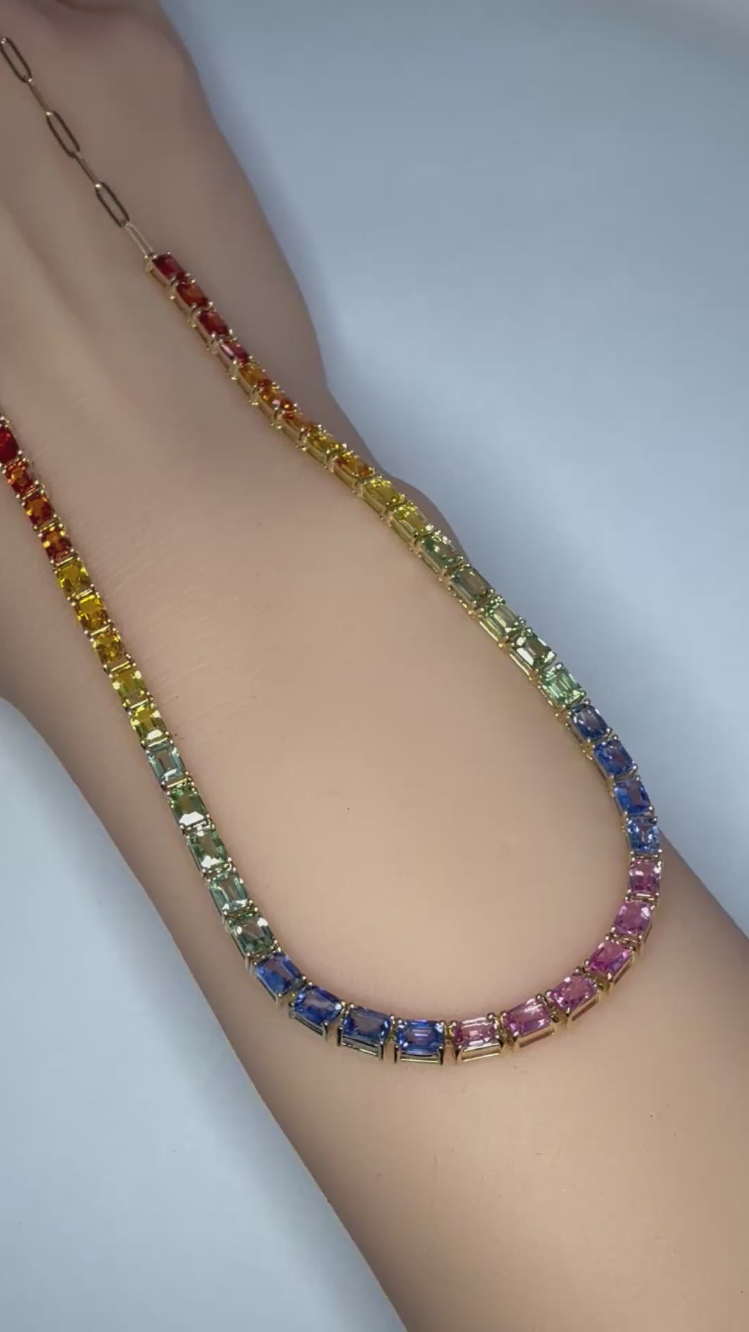 4mm Sapphire PaperClip Tennis Necklace