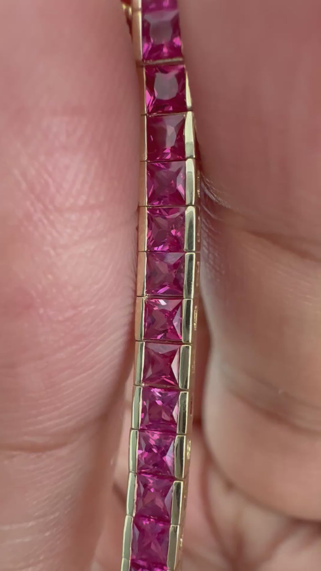 Natural Ruby Pinkish Red - set in 14k gold bracelet