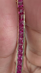 Natural Ruby Pinkish Red - set in 14k gold bracelet