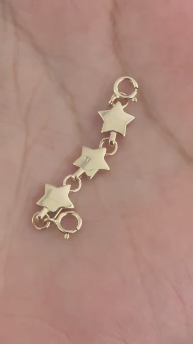 Double Sided Stars Charm Extender/Connector - 14K and Diamonds