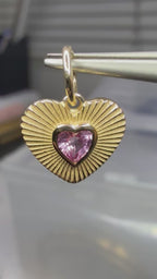 Natural Heart Gemstone Charm - 10K/14K