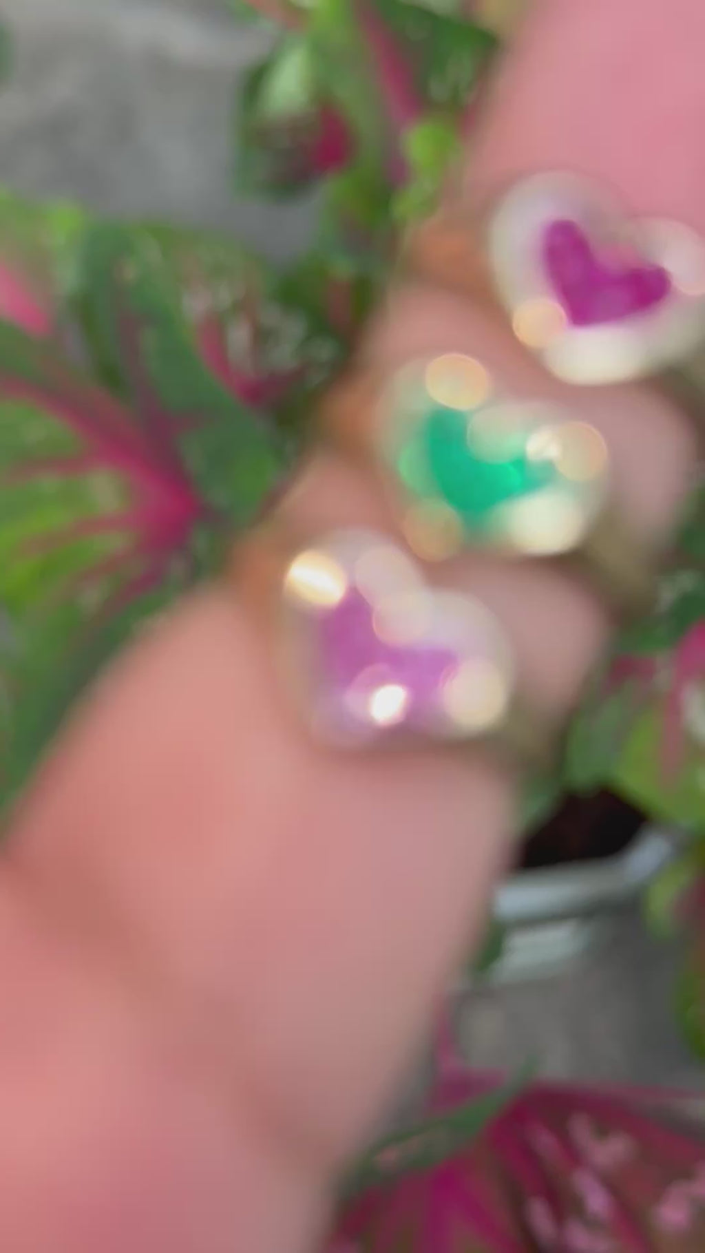 Heart Pinky Rings 10k gold with lab ruby/sapphire/emerald