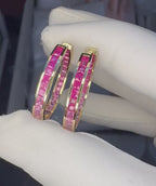 Pink Sapphire Hoops - 10K/14K