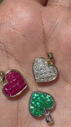 Invisible Set Heart Charm — Ruby and More - 14K Gold