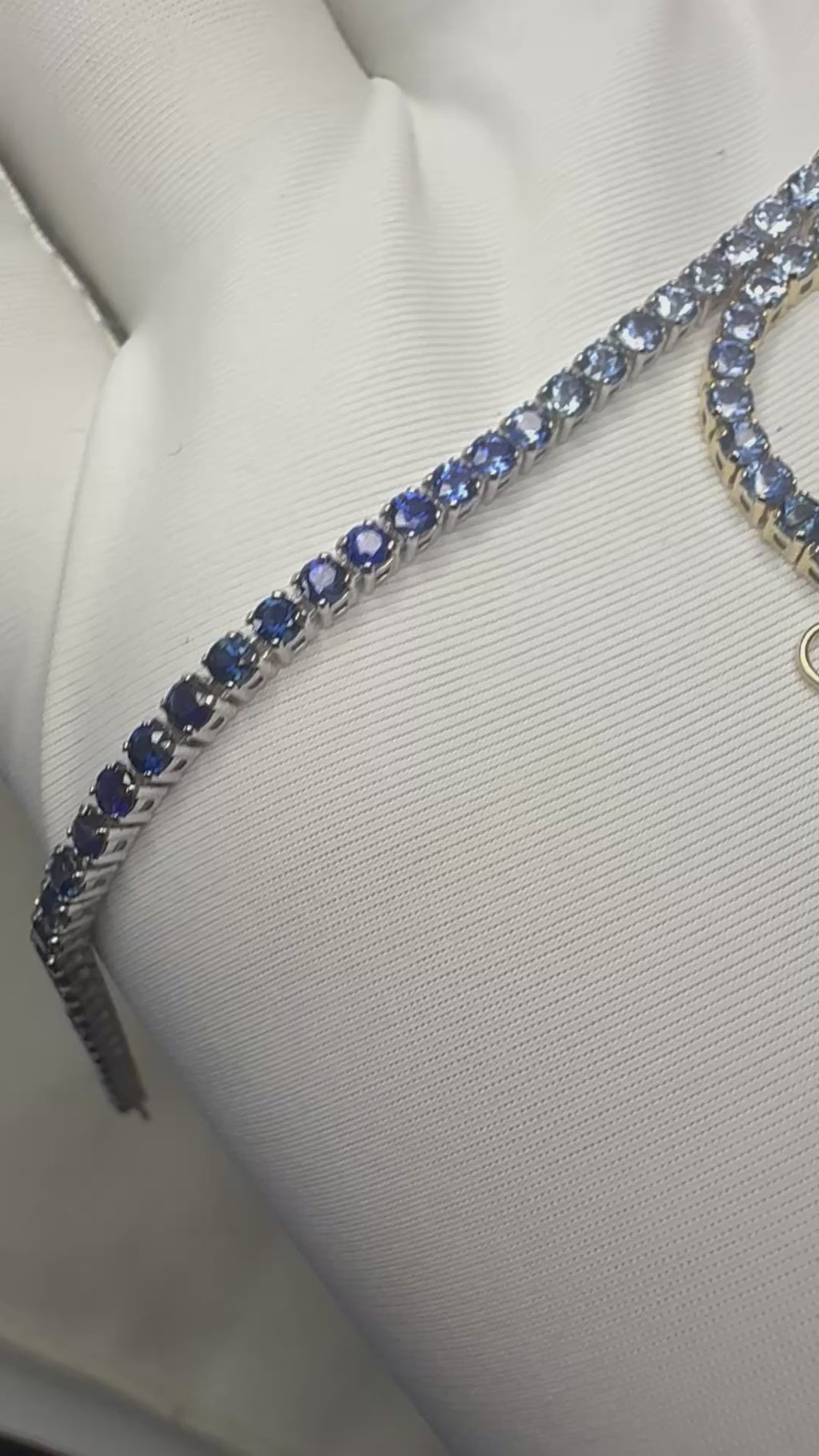 Best Seller! Natural Gradient Sapphires Pink/Blue set in 14k Gold Tennis Bracelet