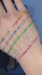 Paperclip Half Tennis Bracelet — Sapphire Gradients - 14K Gold