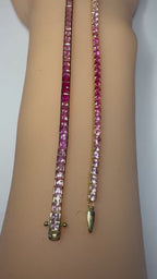 Pink Sapphire Ombre - Princess Cut Bracelet - 14K Gold