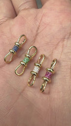 Charm Connector - Gemstone Studded - 14k Gold