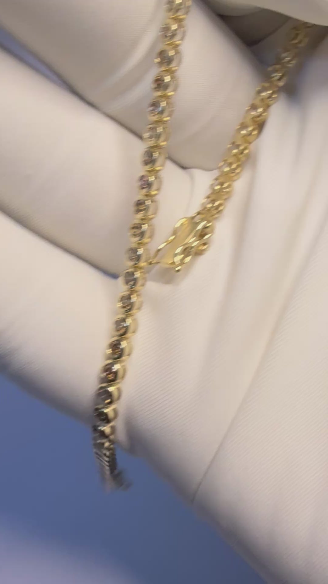Natural Champagne Diamonds Bezel Tennis Bracelet - 14K Gold